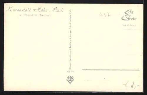 AK Oberursel /Taunus, Kuranstalt Hohe Mark, Saalinneres