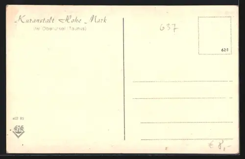 AK Oberursel /Taunus, Kuranstalt Hohe Mark, Aufenthaltsraum, Innenansicht