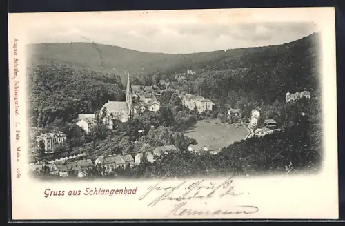 AK Schlangenbad, Panorama mit Kirche