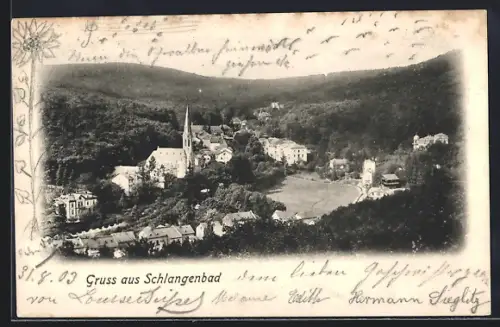 AK Schlangenbad, Panorama mit Kirche