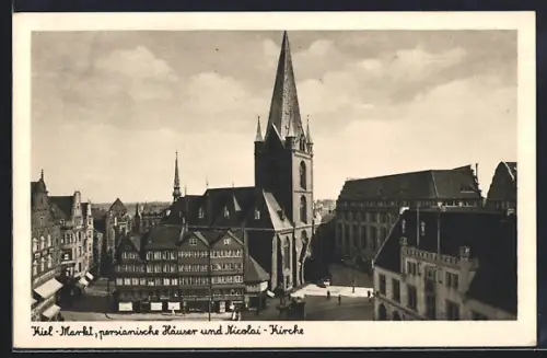 AK Kiel, Markt, Persianische Häuser, Nicolaikirche