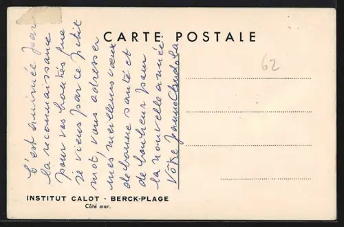 AK Berck-Plage, Institut Calot, Cote mer