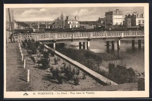 AK Wimereux, Le Pont, Vue vers le Viaduc