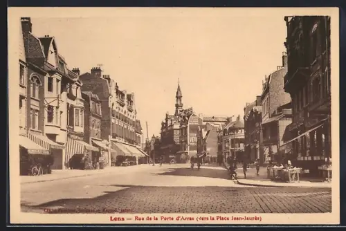 AK Lens, Rue de la Porte d`Arras, vers la Place Jean-Jaurès