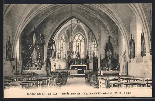 AK Dannes /P.-de-C., Interieur de l`Eglise