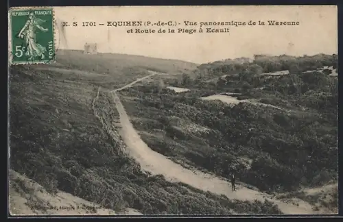 AK Equihen /P.-de-C., Vue panoramique de la Warenne et Route de la Plage à Ecault