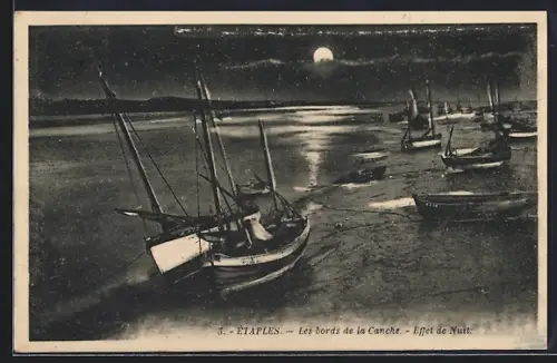 AK Étaples, Les bords de la Canche, Effet de Nuit