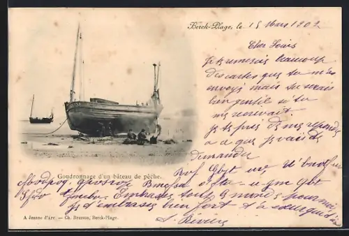 AK Berck-Plage, Goudronnage d`un bateau de peche