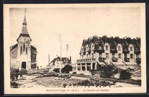 AK Merlimont-Plage /P.-de-C., Le Square et l`Eglise