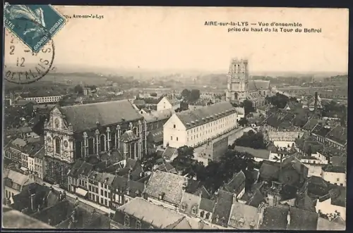 AK Aire-sur-la-Lys, Vue d`ensemble prise du haut de la Tour du Beffroi