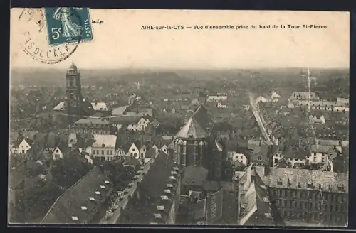 AK Aire-sur-la-Lys, Vue d`ensemble prise du haut de la Tour St-Pierre
