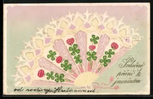 Präge-AK Fächer mit Kleeblättern
