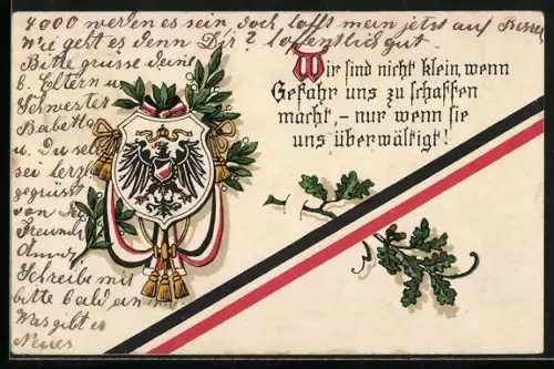 AK Wappen mit Eichenzweig und Fahnenband