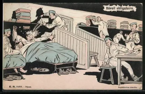 AK Soldaten beim Wecken im Schlafsaal