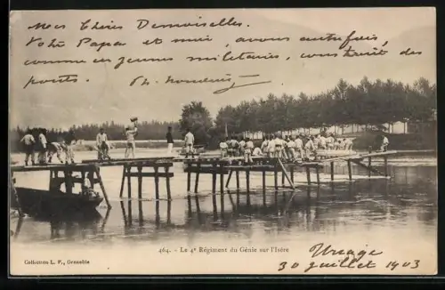 AK Soldaten beim Brückenbau, Le 4e Régiment du Génie sur l`Isère