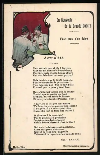 AK Zwei Soldaten trinken zusammen Wein