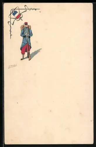 AK Französischer Soldat der Infanterie in Uniform