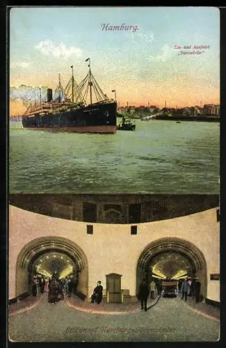 AK Hamburg-St. Pauli, Elbtunnel, Ein- und Ausfahrt Steinwärder