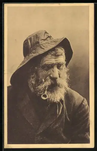 AK Büsum, alter Seewolf, Fischer mit Pfeife