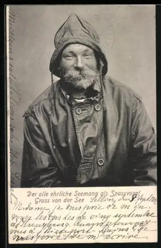 AK Älterer Seemann mit Bart, Fischerei