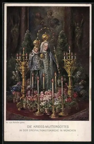 AK München, Die Kriegs-Muttergottes in der Dreifaltigkeitskirche