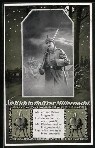 AK Soldat der Infanterie in Uniform zu Mitternacht