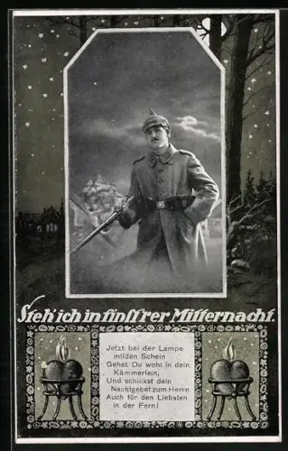 AK Soldat der Infanterie in finstrer Mitternacht