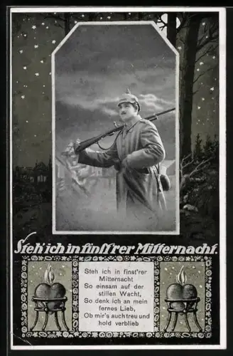 AK Soldat der Infanterie in finstrer Mitternacht