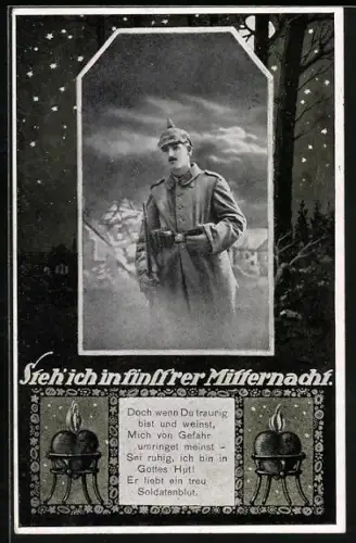 AK Soldat der Infanterie in finstrer Mitternacht