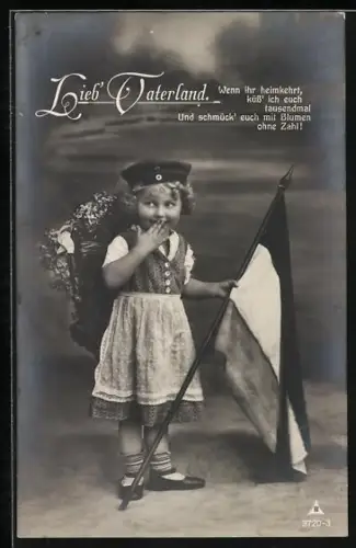 AK Lieb` Vaterland, Wenn ihr heimkehrt..., Kleines Mädchen mit Fahne
