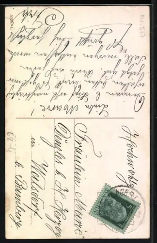 AK Eleganter Herr und junge Dame mit Schirm