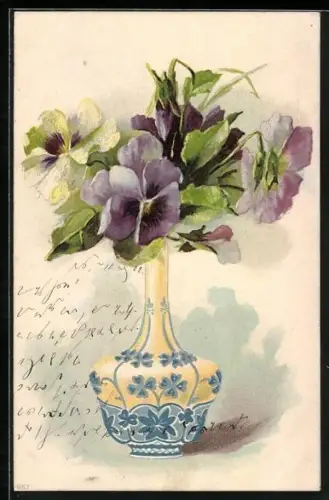 AK Strauss Veilchen in einer Vase
