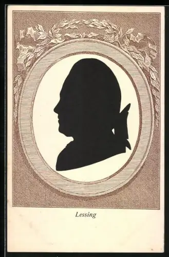 AK Schattenbild, Portrait von Lessing