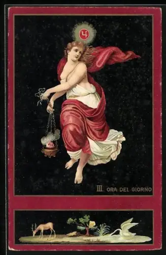AK III. Ora del Giorno, Schwebende Frau mit Lampe, Allegorie