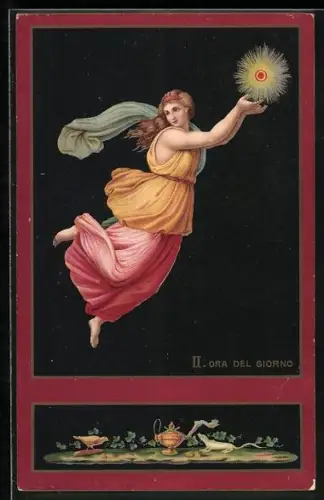 AK II. Ora del Giorno, Schwebende Frau mit Sonne, Allegorie
