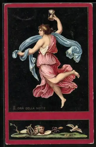 AK II. Ora della Notte, Schwebende Frau mit Sanduhr, Allegorie