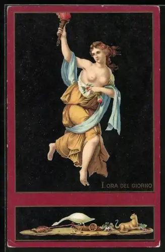 AK I. Ora del Giorno, Schwebende Frau mit Feuer, Allegorie