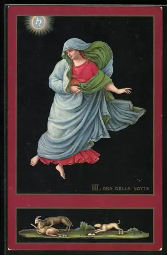 AK III. Ora della Notte, Schwebende Frau mit Marmotte, Allegorie