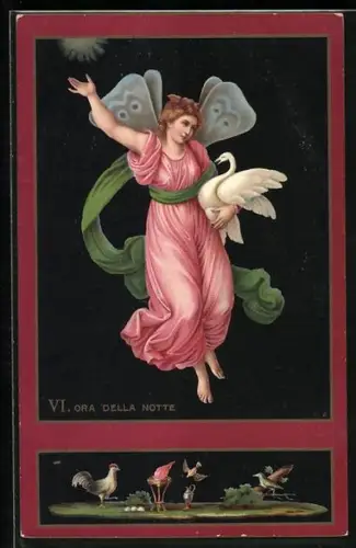 AK VI. Ora della Notte, Schwebende Frau mit Schwan, Allegorie