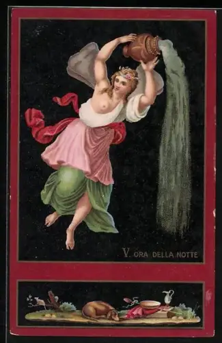 AK V. Ora della Notte, Schwebende Frau mit Krug, Allegorie