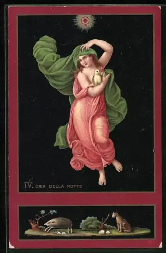 AK IV. Ora della Notte, Schwebende Frau mit Taube, Allegorie