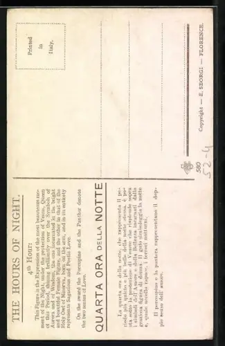 AK IV. Ora della Notte, Schwebende Frau mit Taube, Allegorie