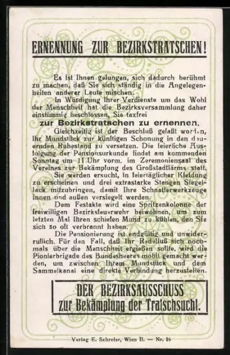 AK frauenfeindlicher Humor, Ernennung zur Bezirkstratschen!