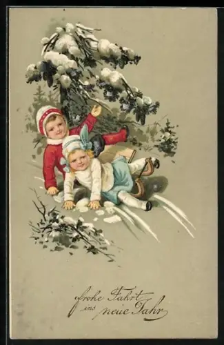 AK Kinder rodeln ins neue Jahr