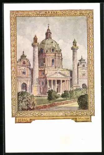 Künstler-AK Wien, Karlskirche, 10. Deutsches Sängerbundesfest, 1928