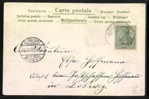 Glitzer-Perl-AK Veilchen mit Perlen und Gedicht