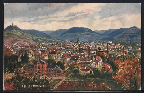 Künstler-AK Reutlingen, Totalansicht