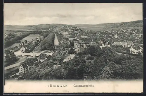 AK Tübingen, Gesamtansicht mit Brücke