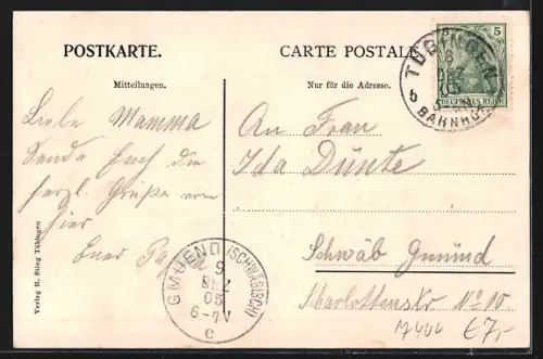 AK Tübingen, Gesamtansicht mit Brücke