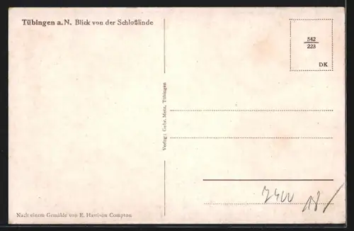 Künstler-AK Edward Harrison Compton: Tübingen, Blick von der Schlosslinde